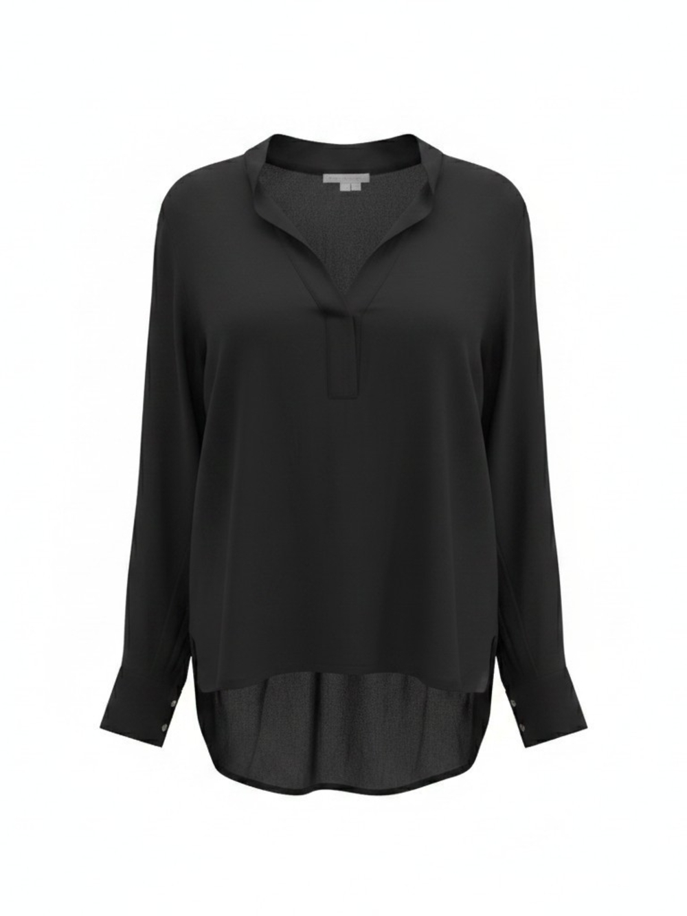 Vince Banded Collar  V-Neck Long Sleeve Tunic/Blouse